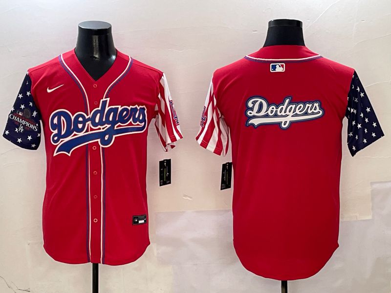 Men Los Angeles Dodgers Blank Red a generation of national flags Joint name 2025 Nike MLB Jersey style 18